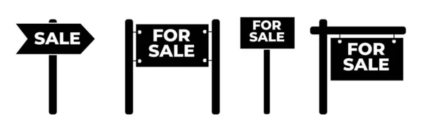 Real Estate Icons Set Sale Boards White Background Vector — Vetor de Stock