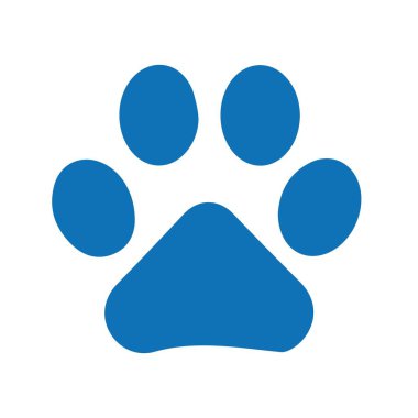 Flat cartoon animal footprint. Cat or dog paw web icon color editable