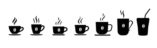 Набор Иконок Кофе Чашки Кофейного Чая Значок Горячего Напитка Одноразовая — стоковый вектор