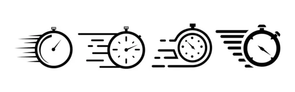Timer Icons Set Quick Time Deadline Icon Express Service Symbol — Stok Vektör