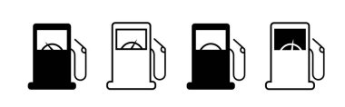 Gas station vector icon set. Station with petrol pump. Gasoline pump sign isolated on white background. Vector illustration