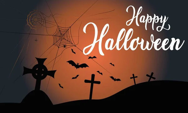 White Halloween Banner Spiderweb Spiders — Stock Vector