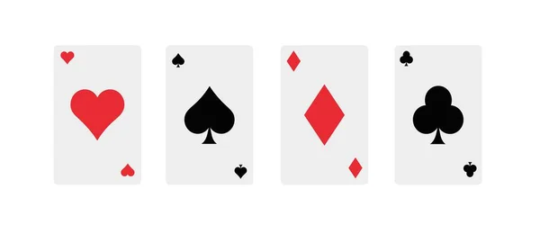 Set Vektor Spielkarten Zusammenstellung Von Vier Assen Pokerspielkarten Isoliert Auf — Stockvektor