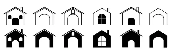 Sammlung Home Icons Haussymbol Set Von Immobilien Objekten Und Häusern — Stockvektor