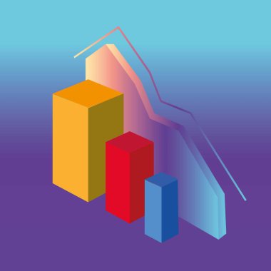 Gradyan grafik çubukları şablonu. Düz tasarım iş arayüzü resimleme bilgi grafiği bilgi grafiği öğeleri reklamlar için uygulama ui ux web bayrak vektörü izole 