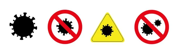 Coronavirus Icon Set Covid Virus Stoppschild Vektor — Stockvektor