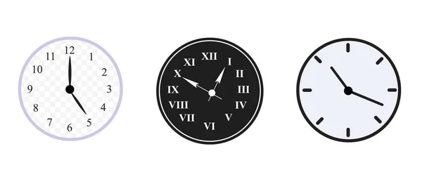 Clock Icon Set Time Clock Icons Collection Line Clocks Symbol — Stock Vector
