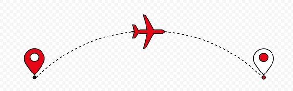 Flugzeugtrasse Flugroute Des Flugzeugs Mit Startpunkt Und Dash Line Trace — Stockvektor