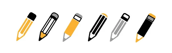 铅笔Icon Eraser Pen平面和轮廓设计与白人背景的学校概念 — 图库矢量图片
