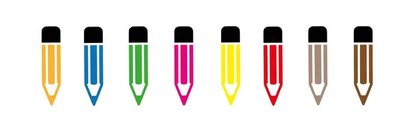 Boya Kalemleri Küçük Renkli Kalem Koleksiyonu Beyaz Arkaplanda Gevşek Düzenlenmiş — Stok Vektör