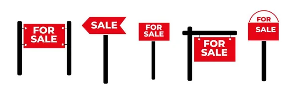 Πώληση Πινακίδες Ακινήτων Προς Πώληση Διάνυσμα Κόκκινο Σημάδι Μεμονωμένες Πινακίδες — Διανυσματικό Αρχείο