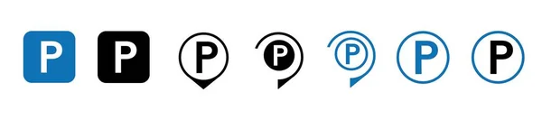 Значок Парковки Векторные Изолированные Знаки Парковки Указатель Парковки Карте Знак — стоковый вектор