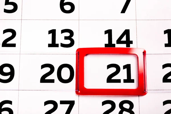 Číslo Kalendáři Zvýrazněno Červeně Dvacátý Den Měsíci Agenda Pro Dnešek — Stock fotografie