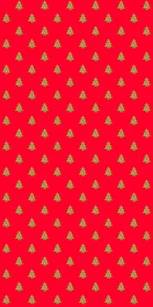 Zökkenőmentes Textúra Arany Karácsonyfákkal Piros Háttérrel Függőleges Transzparens Boldog Évet — Stock Fotó