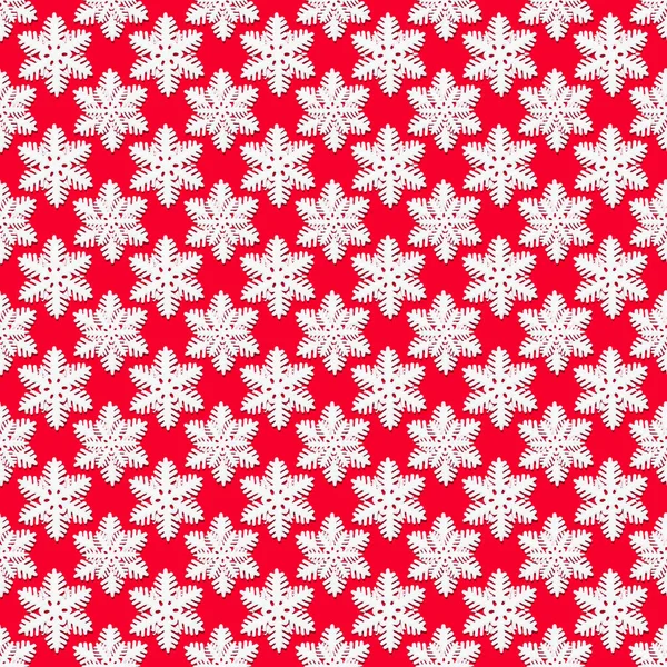 Bezešvé Vzor Bílými Sněhové Vločky Červeném Pozadí Vánoční Textura Návrhářství — Stock fotografie