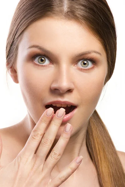 Retrato close up de jovem mulher — Fotografia de Stock