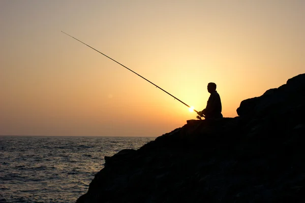日没釣り釣り人 — ストック写真