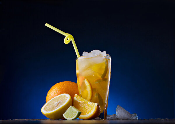 fresh drink and citrus fruit
