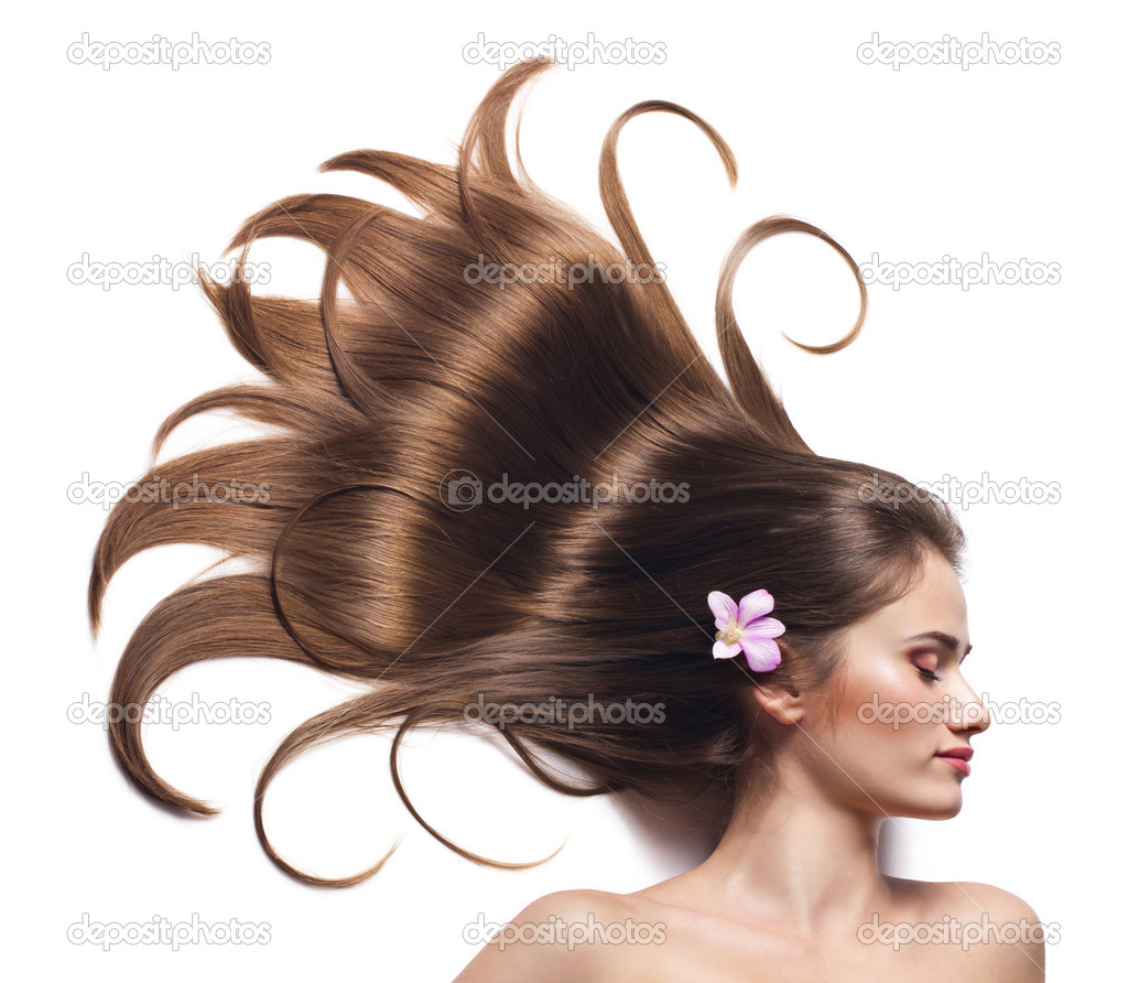 young woman with beautiful brown hair