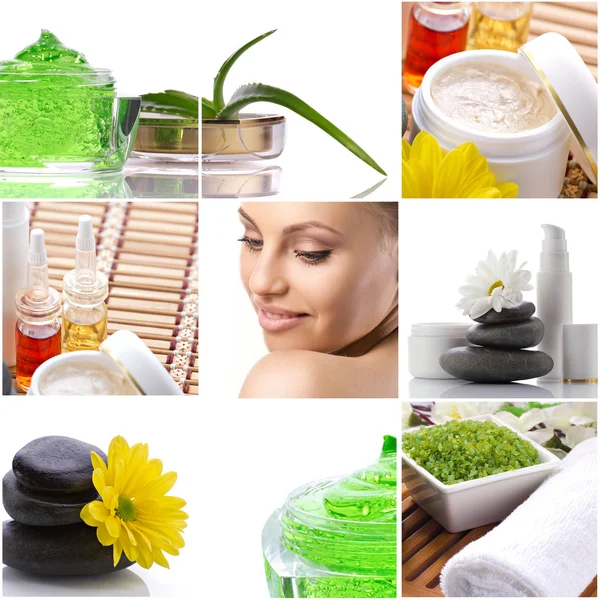 Spa-collage met mooie vrouw — Stockfoto