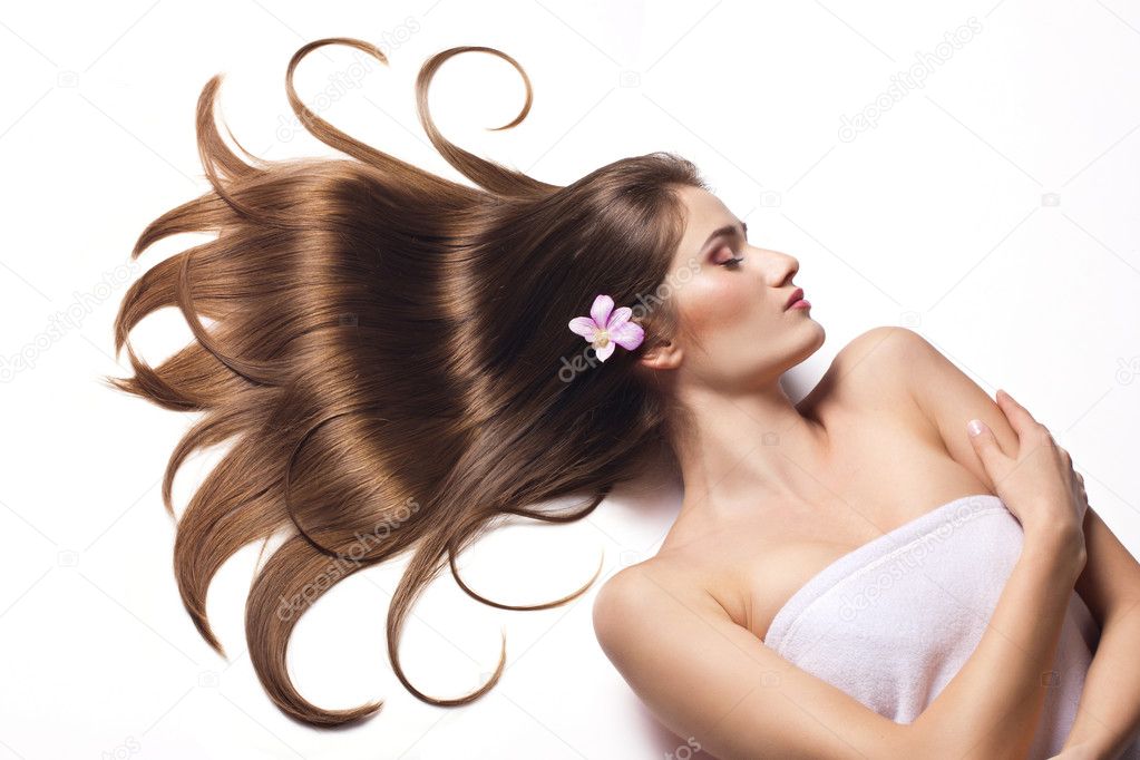 Beautiful woman with healthy long hair.