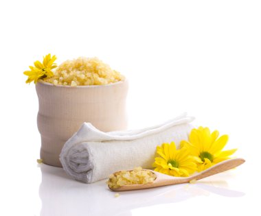 Spa aksesuarları ve çiçekler