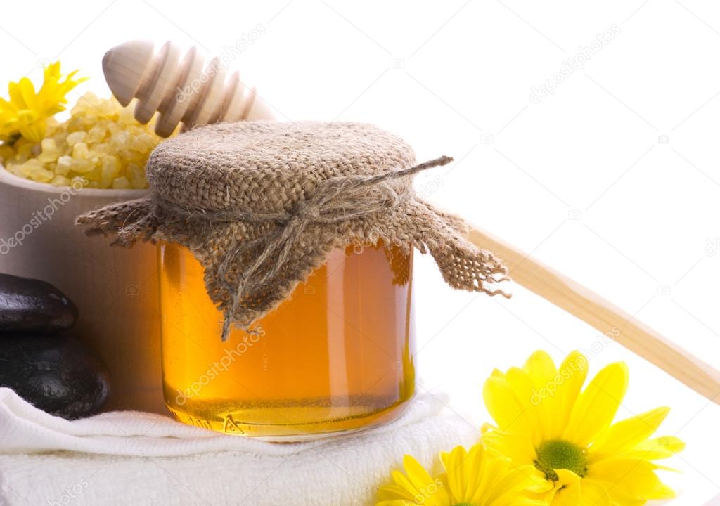 spa still-life with honey