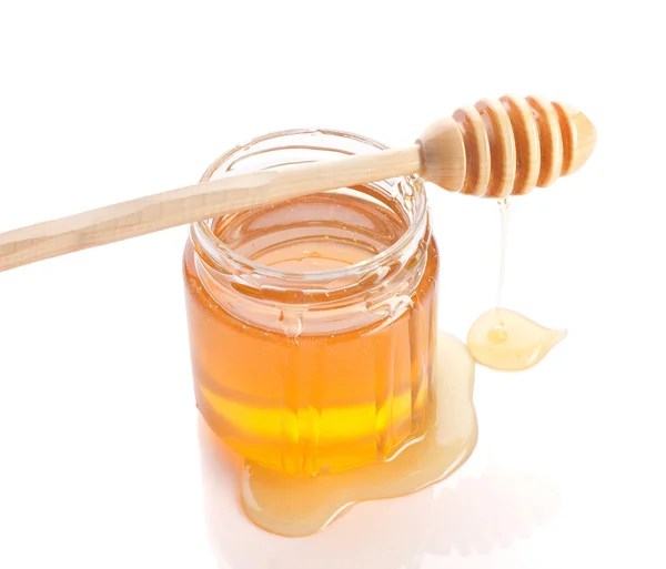 透明蜂蜜和 drizzler — 图库照片