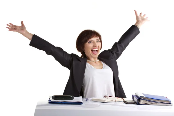 Businessfrau feiert ihren Sieg — Stockfoto