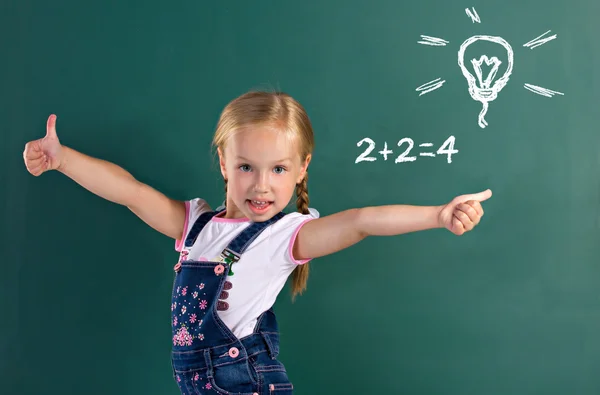 Little girl showing thumbs up — Stock Photo, Image