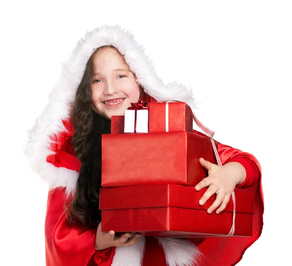 Menina feliz com presente — Fotografia de Stock