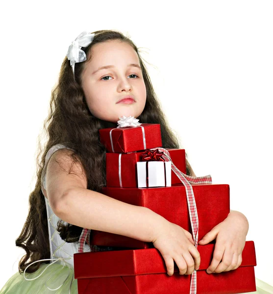 Funny girl with presents — Stock Photo, Image
