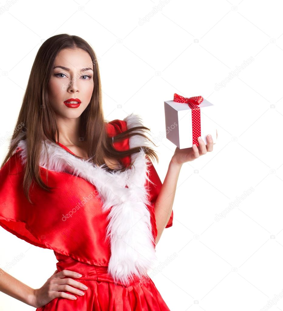 christmas girl with gift box
