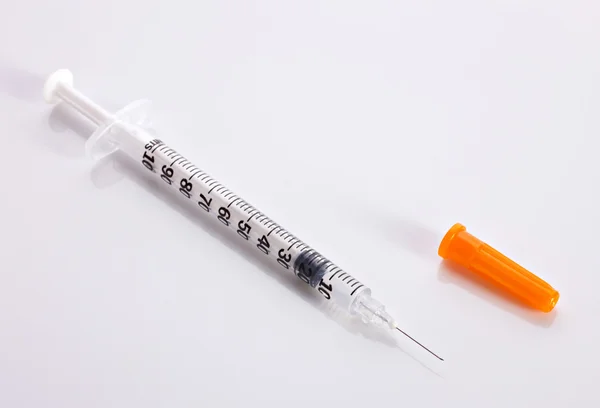 Seringa de insulina plástica — Fotografia de Stock