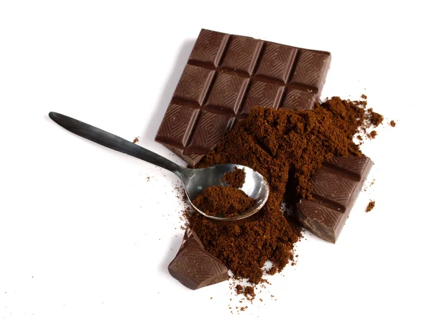 Chocolate y café molido —  Fotos de Stock