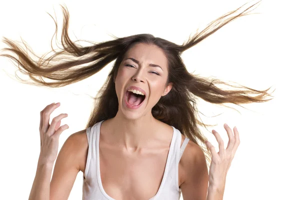 Retrato de uma mulher gritando — Fotografia de Stock