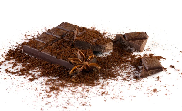 Chocolate and spices — Stock Photo, Image