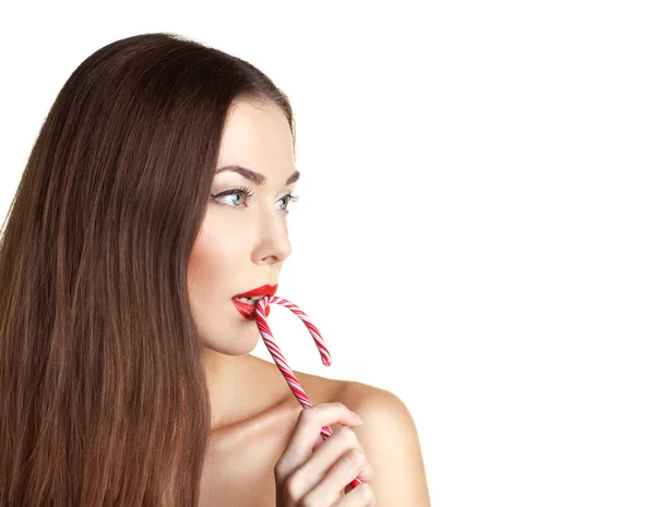 Sexy girl with candycane — Stock Photo, Image