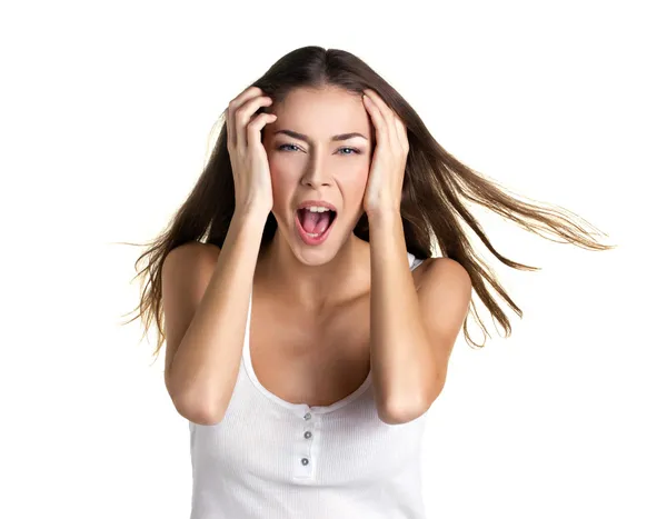 Portrait of a screaming girl Stock Photo