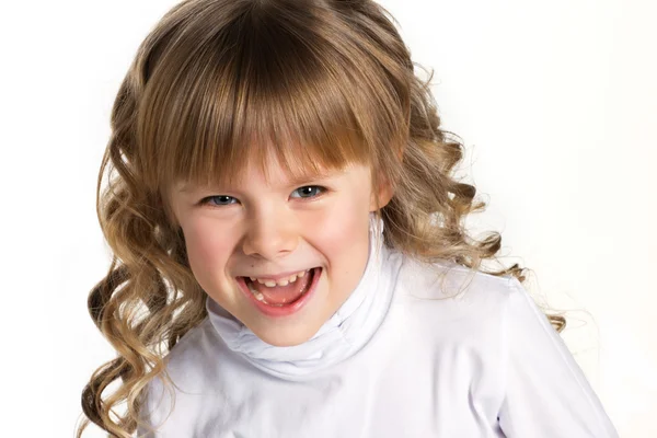 Närbild porträtt av en liten flicka — Stockfoto