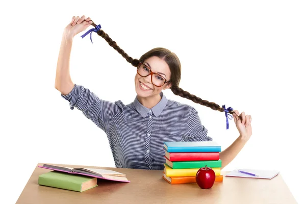 Gioiosa ragazza adolescente con le trecce — Foto Stock