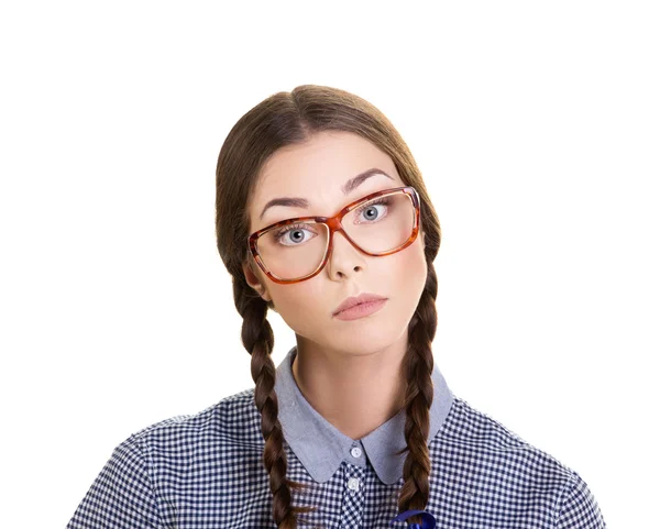 Retrato de una chica interesada en gafas —  Fotos de Stock