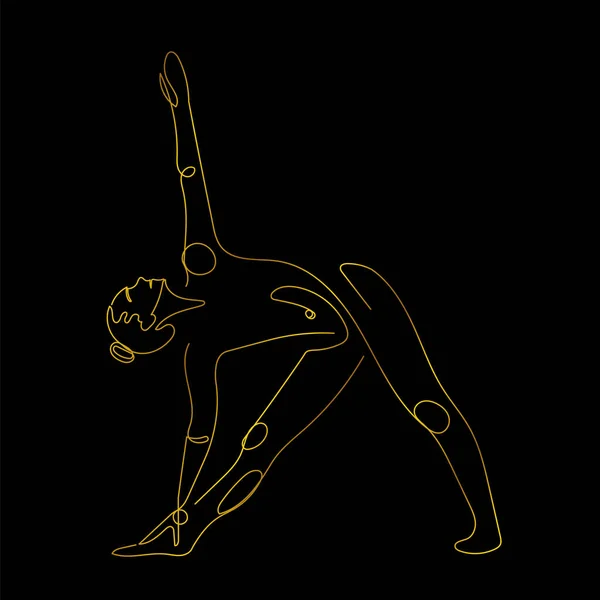 Elegant Line Art Illustration Woman Doing Yoga — Stock Vector