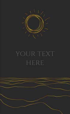 Tasarım için bir şablon olarak minimalist altın deniz manzarası