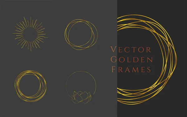 Набор Золотых Круглых Границ — стоковый вектор