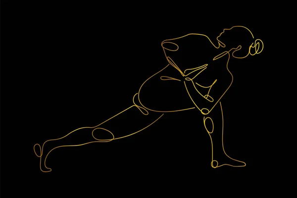 Скручена Висока Лаунж Йога Позу Ілюстрація Мистецтва Золотої Лінії — стоковий вектор