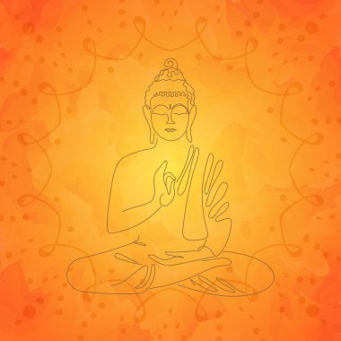 Parlak doğulu arkaplanda Buda çizgisi sanatı
