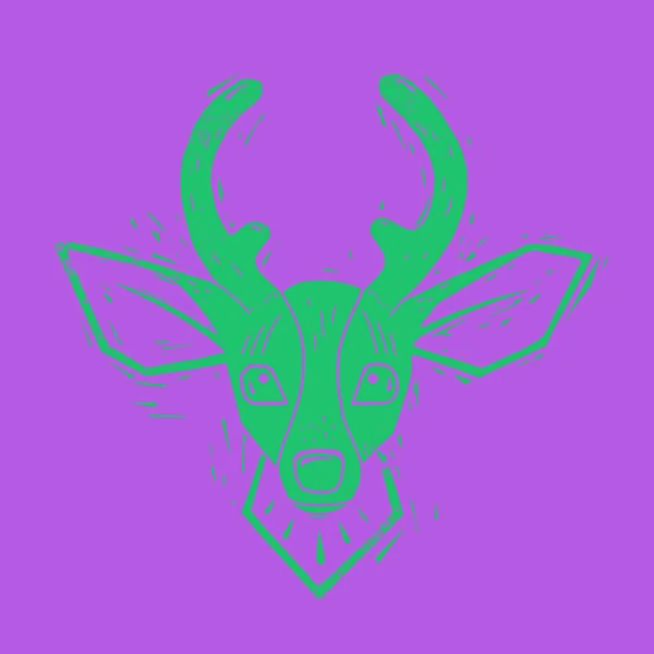 Baby Deer Portrait Shabby Texture — Stock Vector