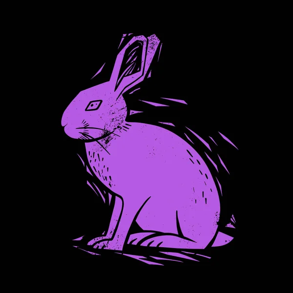 Rabbit Linocut Shabby Texture — 图库矢量图片