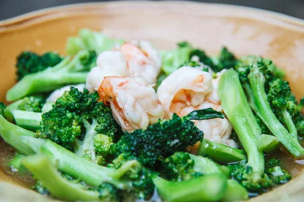 Broccoli fried shrimp — Stock Photo, Image